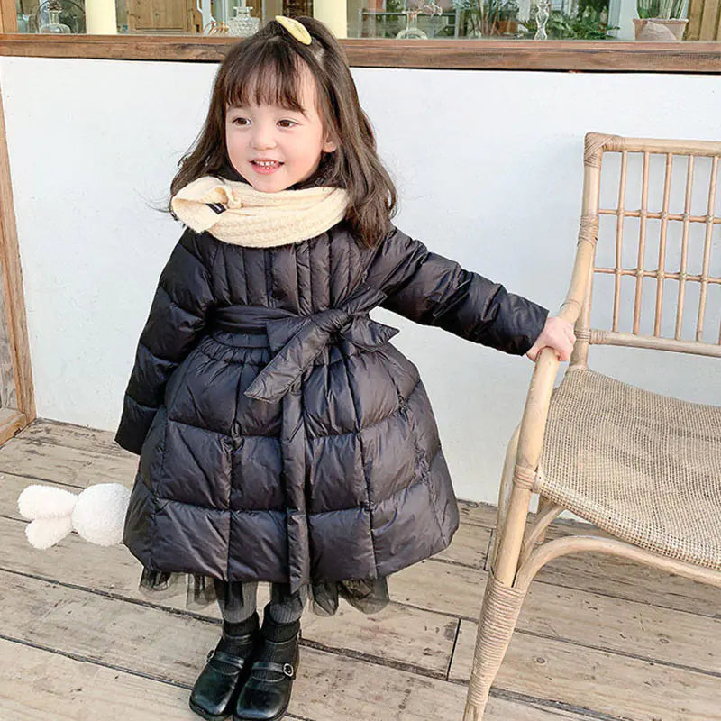 Children's Mid-Length Winter Coat for Little Girls