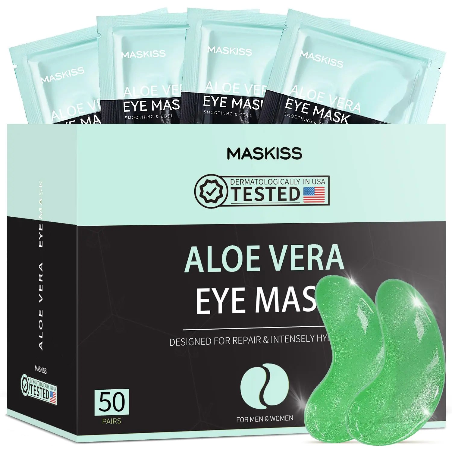 Maskiss Under Eye Patches (50 Pairs) Aloe Vera Eye Masks for Dark Circles Puffy Eyes Undereye Bags Collagen Eye Patches for Repair and Intensely Hydrate Eye Skin Care Valentines Day Gift for Her