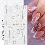 3D Hollow White Bridal Lace Butterfly Nail Stickers