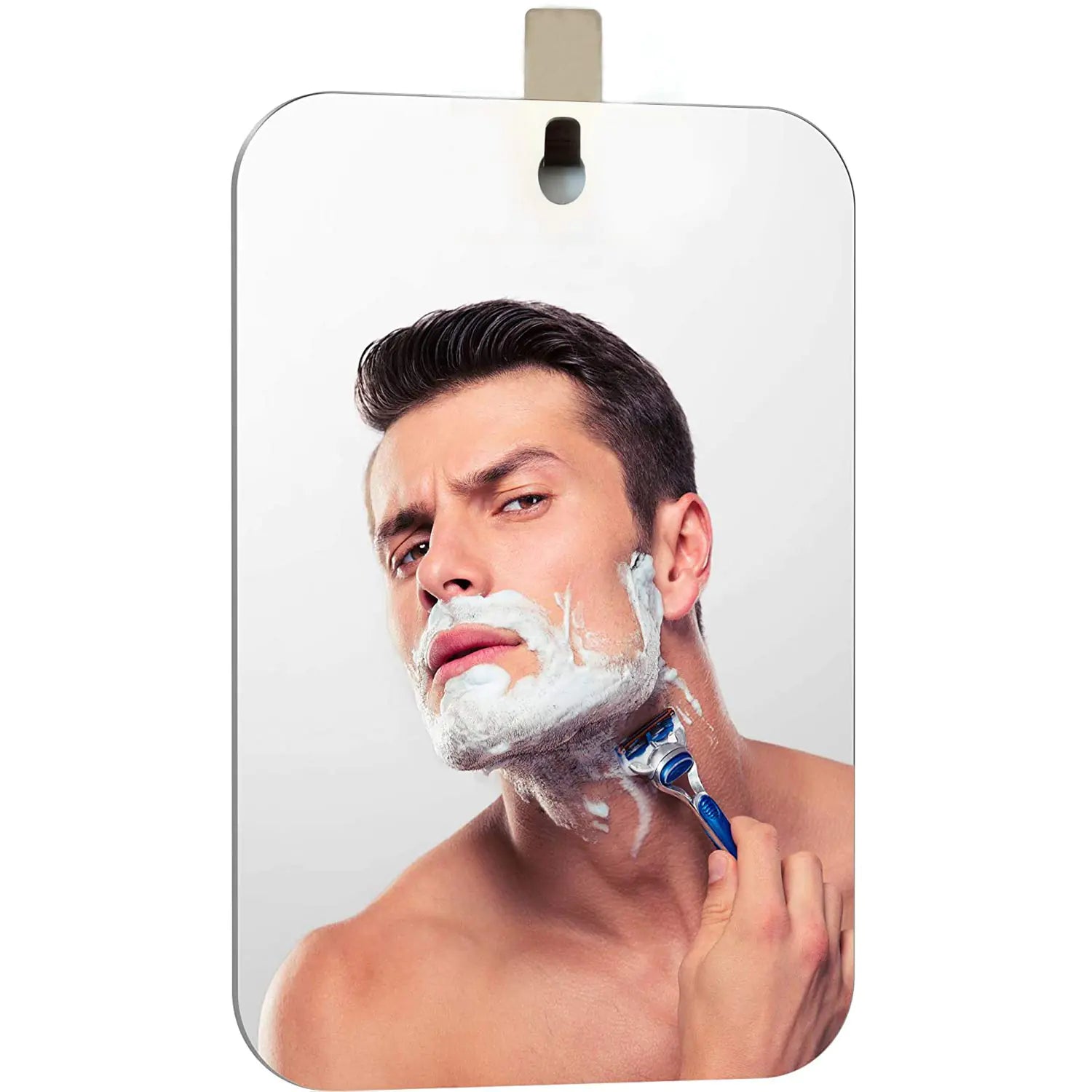 APHUIME XoYo-Large Fogless Shower Mirror （11inX7.48in） Includes 1 Adhesive Hooks Anit-Fog Shower Mirror Shower Makeup Shave Mirror Frameless Shower Mirror Wall Hanging Mirror (Large 1 Pack)