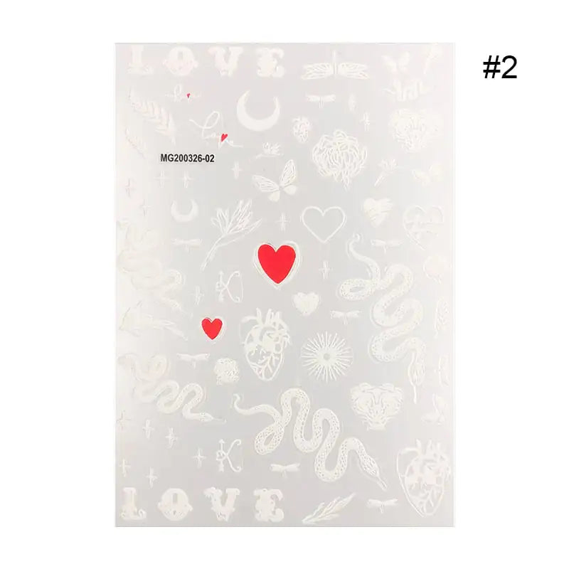 3D Snake Nail Stickers in Black and White (2 Colors)