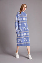 Christmas Reindeer Velvet Sweater Dress for Women