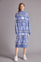 Christmas Reindeer Velvet Sweater Dress for Women