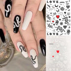 3D Snake Nail Stickers in Black and White (2 Colors)